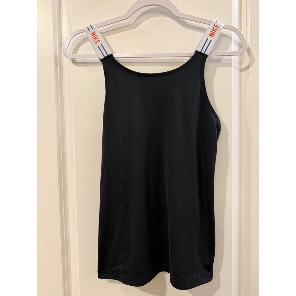 Nike Womens Dri-FIT Tank Top Black Branded Logo Straps High Neck Small